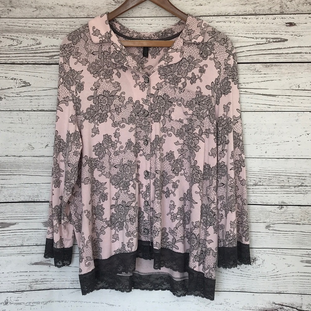 Soma Cool Nights Pink Grey Pajama top